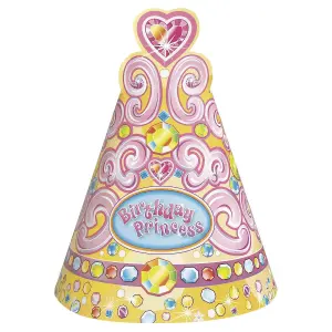 Unique Party Pretty Princess Party Hats (Pack of 8) Multicoloured (One Size)