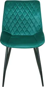 Set of 2 Green Velvet Effect Dining Chairs Plush Padded Upholstered Accent Chair - Elle by MCC