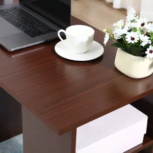 HOMCOM Computer Desk w/ Storage, Writing Study Table for Home Office, Brown