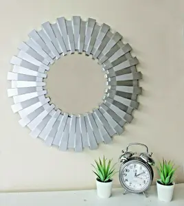 Large Sunburst Hanging Silver Mirror