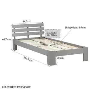 Mirielle Solid Wood Bed Grey / 90 x 200 cm