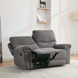 Fosse 2 Seater Manual Recliner Fabric Modern Living Sofa Dark Grey