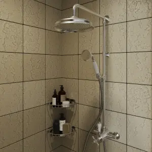 GoodHome Etel Chrome effect Thermostatic Multi head shower