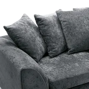 Harriet Crushed Chenille 3 Seater Sofa in Dark Grey