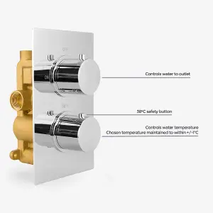 Nes Home Round 2 Dial 1 Way Concealed Thermostatic Shower Valve Chrome