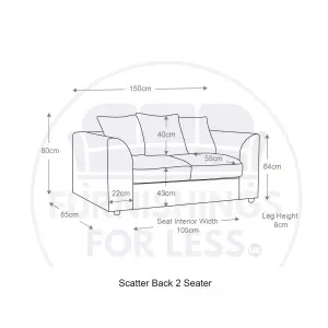 Monaco Chenille Fabric 2 Seater Sofa Grey Scatter Back