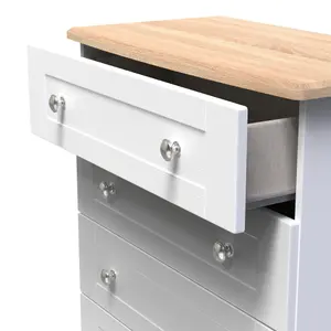 Sussex Ready assembled White & oak 5 Drawer Chest (H)1074mm (W)765mm (D)415mm