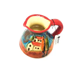 Tuscany Hand Painted Village Ceramic Kitchen Dining Flat Based Pourer Jug (H) 14cm