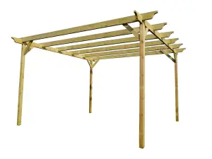 Champion Wooden Garden Pergola Kit, 3m x 3m (Natural (light green) finish)