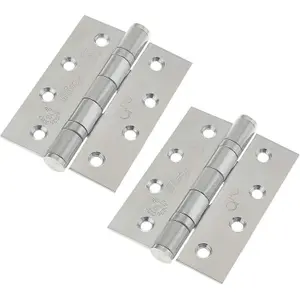 Satin Stainless Steel Hinges Fire Door 102x76mm Pack of 4