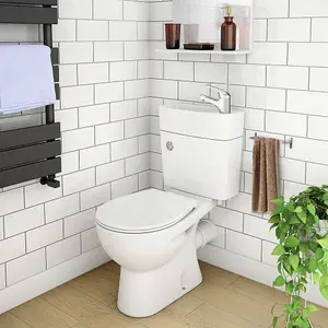 Nes Home 2 in 1 Compact Close Couple Toilet and Basin Combo Space Saver Tap and Waste Set