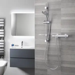 Aqualisa Sierra Gloss Chrome effect Rear fed Thermostatic Mixer Shower