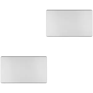 2 PACK Double SCREWLESS SATIN STEEL Blanking Plate Round Edged Wall Hole Cover