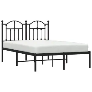 Berkfield Metal Bed Frame with Headboard Black 120x190 cm