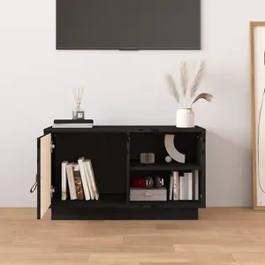 Berkfield TV Cabinet Black 70x34x40 cm Solid Wood Pine