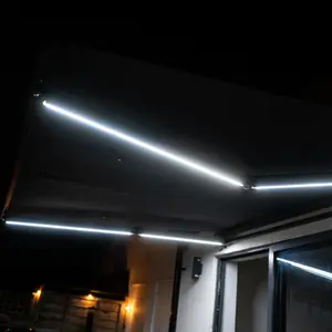 3 x 2.5m Electric Awning with LED Lights - Dark Grey