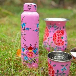 BillyCan Hand-Painted Picnic Water Bottle - 875ml - Raspberry Pansy