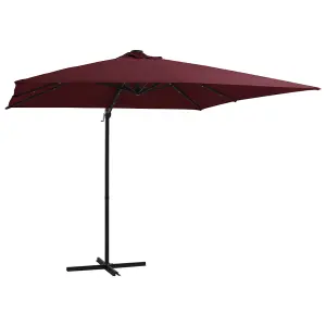 Berkfield Cantilever Umbrella with LED lights Bordeaux Red 250x250 cm