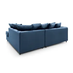 Chicago Velvet Right Facing Corner Sofa in Dark Blue