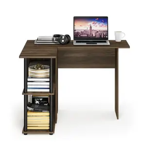 Angulo L-Shape Computer Desk Black / Columbia Walnut