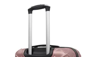 LUGGIT 3 Pcs Travel Lightweight Trolley Luggage Suitcase Set of 3 Sizes, ABS Shell - Quilted Rose Gold