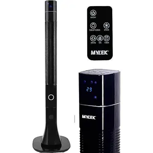 Mylek Tower Fan 48 Inch Cooling Cold Air Stand Fan Remote Control Oscillation and Timer Black