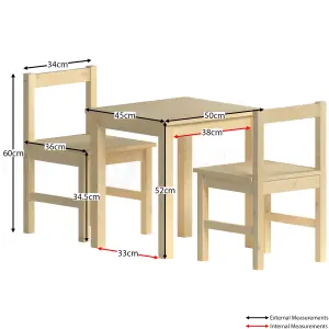 Junior Vida Pisces Pine Kids Table & Chairs Set