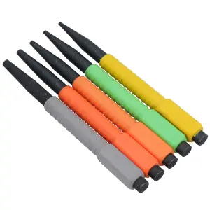 5pc Nail Punch Coloured Set 1.6 - 4.8mm Soft Grip Hollow End Steel