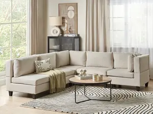 Corner Sofa UNSTAD Light Beige Fabric Left Hand