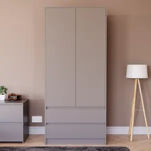 Vida Designs Denver 2 Door Wardrobe With Drawers, Grey (2)