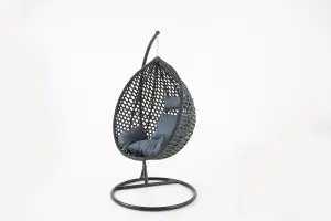 Black Onyx hanging egg chair with rain cover