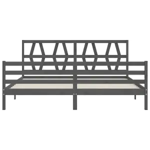 Berkfield Bed Frame with Headboard Grey 200x200 cm Solid Wood