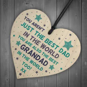 Best Dad Grandad Gift For Fathers Day Birthday Wooden Heart Gift For Him Keepsake