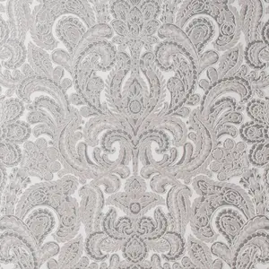 Galerie Adonea Ares Stone Grey Metallic Damask 3D Embossed Wallpaper Roll