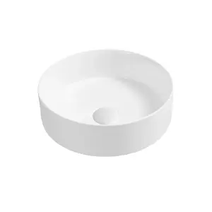 7844 Ceramic 35cm Vert Round Countertop Basin in Matte White