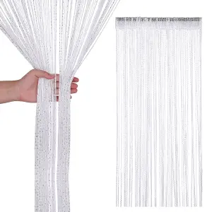 String Curtain Panel Spaghetti Tassel Curtain, 200cm x 90cm - White