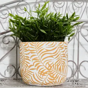 Small Yellow Leaf Print Indoor Flower Pot Outdoor Garden Planter