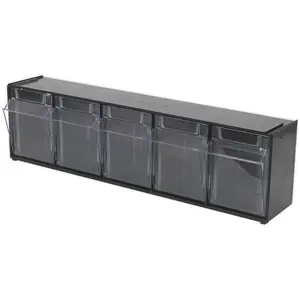 Versatile Black 5 Drawer Stackable Cabinet for Home and Office Storage