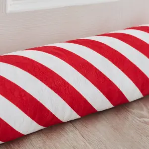 Catherine Lansfield Candy Cane Shaped Door Draught Excluder White / Red