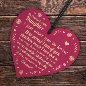 Red Ocean Daughter Gifts From Mum Wooden Hanging Heart Gift For Daughter From Mother Father Birthday Gifts For Her