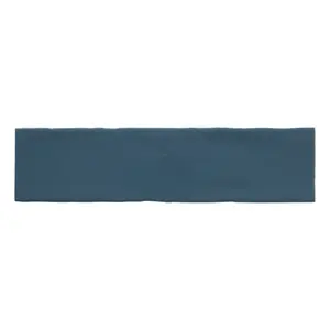 Vernisse Mallard blue Gloss Plain Embossed Ceramic Indoor Wall tile, Pack of 41, (L)301mm (W)75.4mm