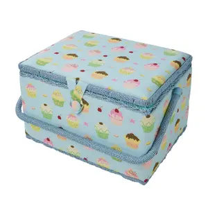 Blue Cupcakes Large Sewing Basket - HobbyGift MRL/18