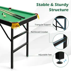 Costway 4FT Folding Billiards Table Portable Pool Game Table Set with 2 Cues 16 Balls