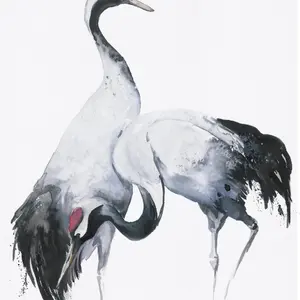 Galerie Kumano White/Black Three Painted Crane 3-Panel Wallpaper Mural