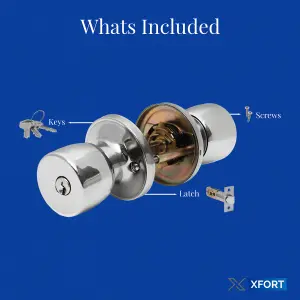 XFORT Tulip Entrance Knob Set Polished Chrome, Door Knob with Lock