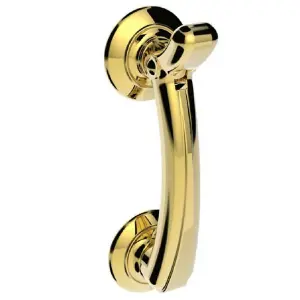 Victorian Bow Door Knocker on Rose 95mm Fixing Centres Polished Brass