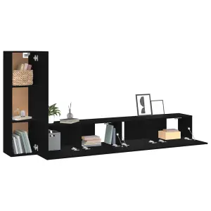 Berkfield 3 Piece TV Cabinet Set Black Engineered Wood