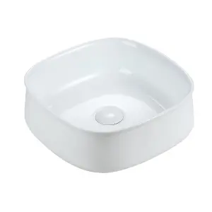 Athena Gloss White Ceramic Rounded Counter Top Basin (W)360x(D)360mm