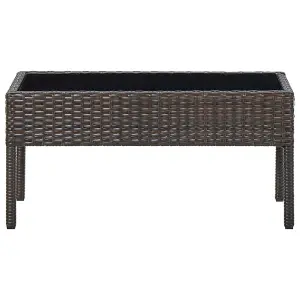 Berkfield Garden Table Brown 75x40x37 cm Poly Rattan