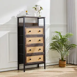 Rattan Storage Cabinet with 4 Drawers and Shelf